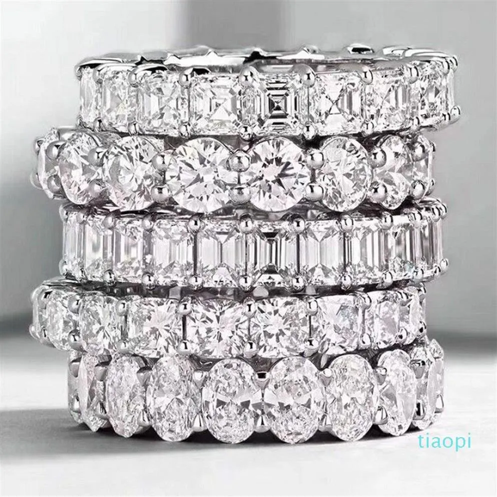 Choucong Vintage bijoux de mode réel 925 en argent Sterling princesse blanc topaze CZ diamant éternité femmes mariage bande de fiançailles R246j