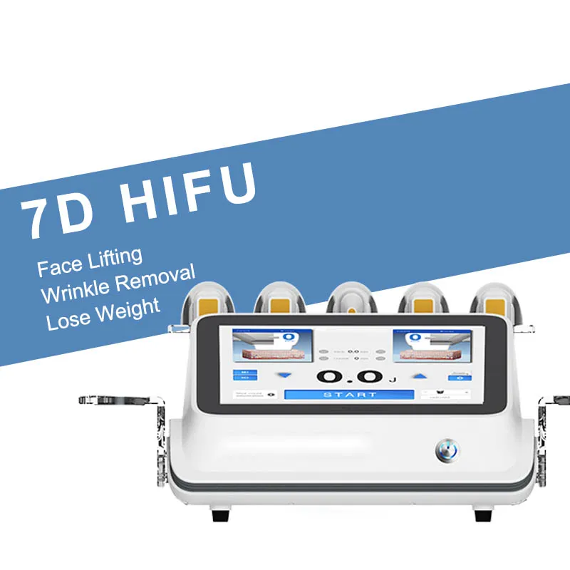 7D HIFU -fokuserad ultraljudskropp och ansikts bantningsmaskin smärtfritt rynka borttagning akne borttagning anti åldrande ansiktslyftning hifu hud åtdragningsenhet