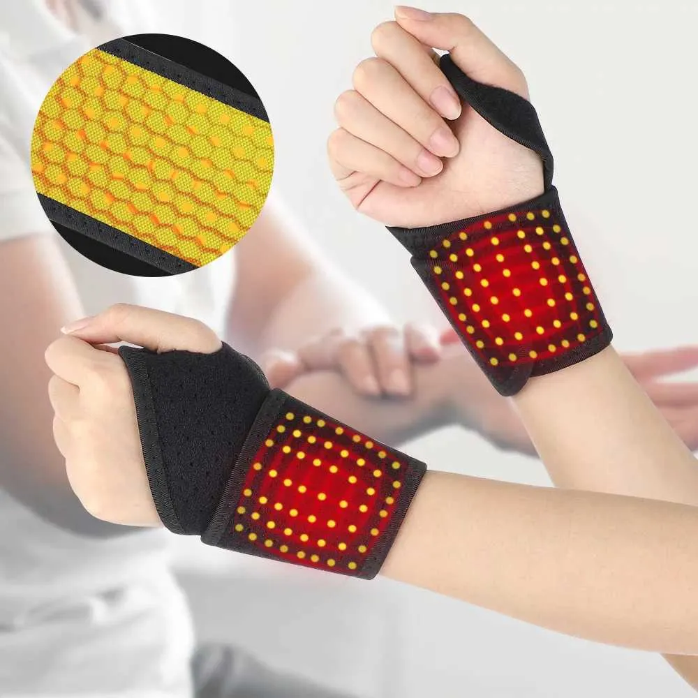 Handledsstöd magnetisk terapi självuppvärmning handledsstöd stag wrap uppvärmd hand varmare kompression smärtlindring armbandsbälte sanitizer band yq240131