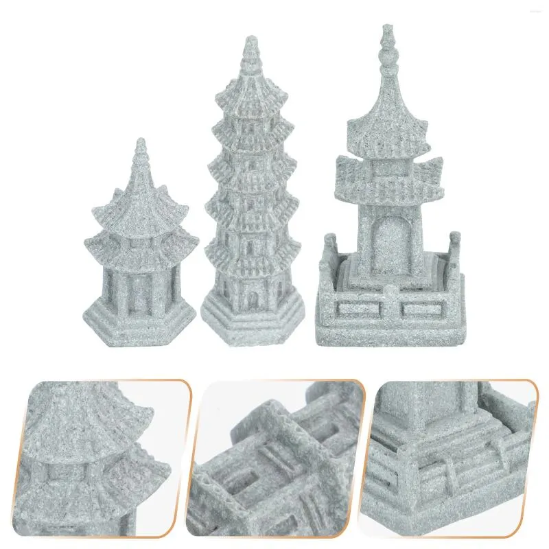 Décorations de jardin Zen Pagode Figurine Simulation Paysage Articles d'ameublement DIY Bonsaï Pavillon Statue Modèle