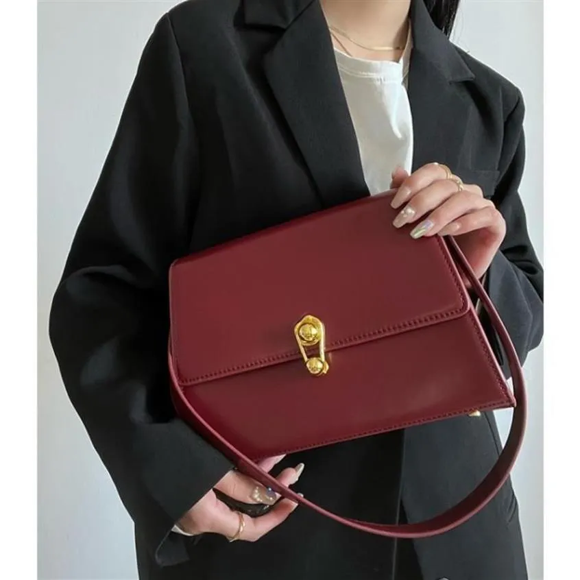 Sac à main carré Vintage en cuir PU pour femmes, bandoulière de bonne qualité, avec serrure, grande épaule, messager 222J