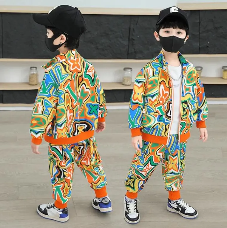 kids designer clothes boy girl Clothing Sets fashion print windbreaker jacket cardigan Jackets children coat