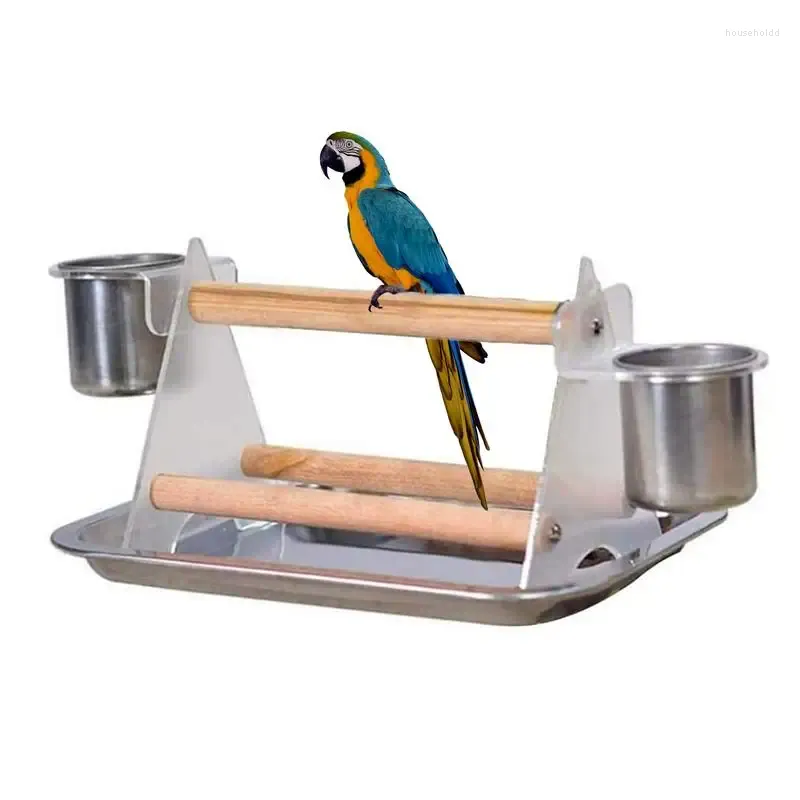 Inne zaopatrzenie ptaków Parrot Play Stand i Feeding Cup na przenośne treningowe zabawki na placu zabaw z daniem karmiernym