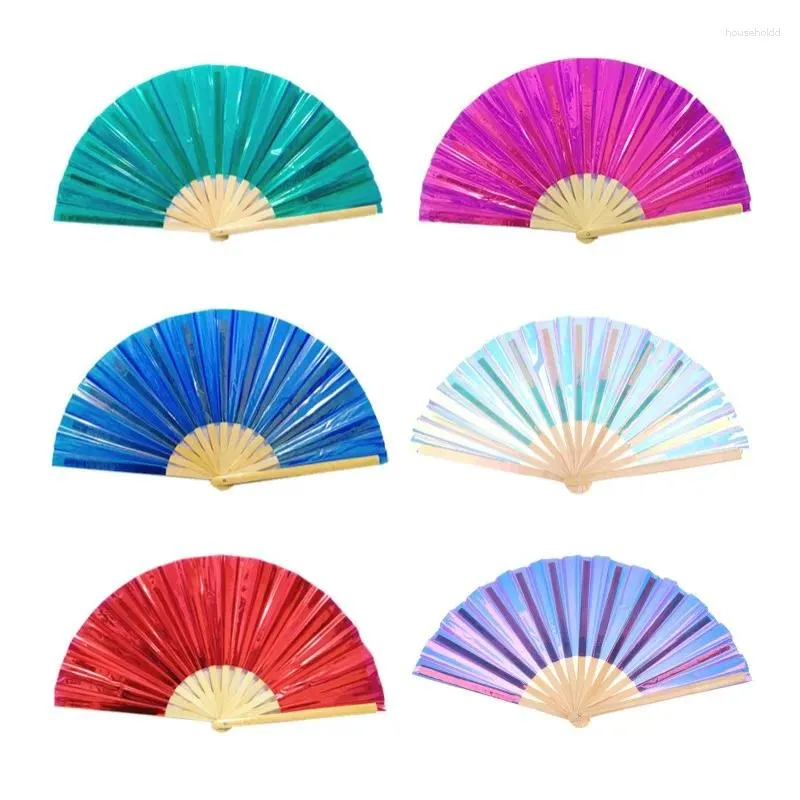 Decorative Figurines Laser PVC Tai Chi Fan 33cm Bamboo Folding Craft Gift Stage Performance Dance Party Pography Prop Home Decor