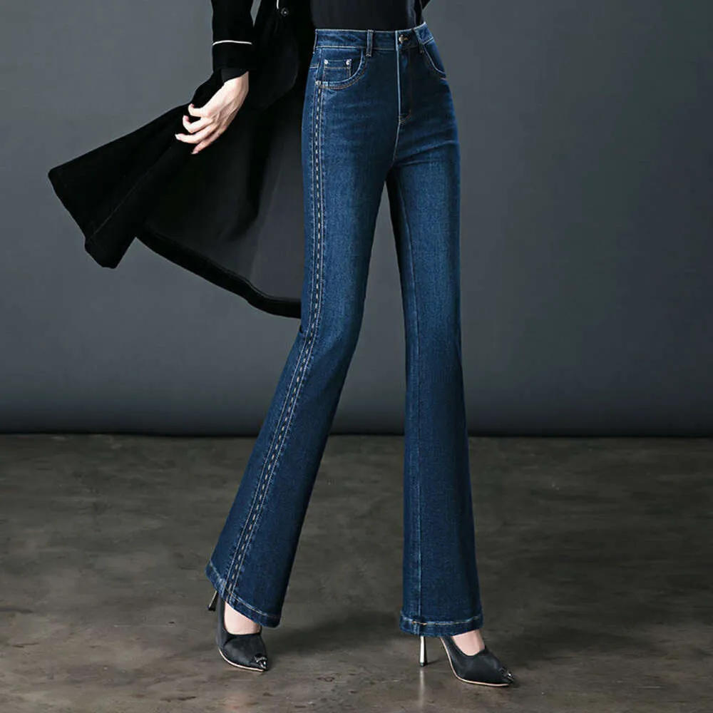 Джинсы Micro La, женские джинсы с высокой талией, новинка 2023 года, осенние эластичные облегающие брюки-клеш с эластичной резинкой на талии в стиле ретро