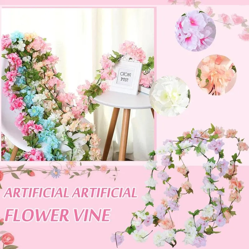 Decoratieve bloemen kunstmatige Rose Garland hangende rotan verticale tuin bruiloft achtergrond muur Vine Plant bruidsboeket