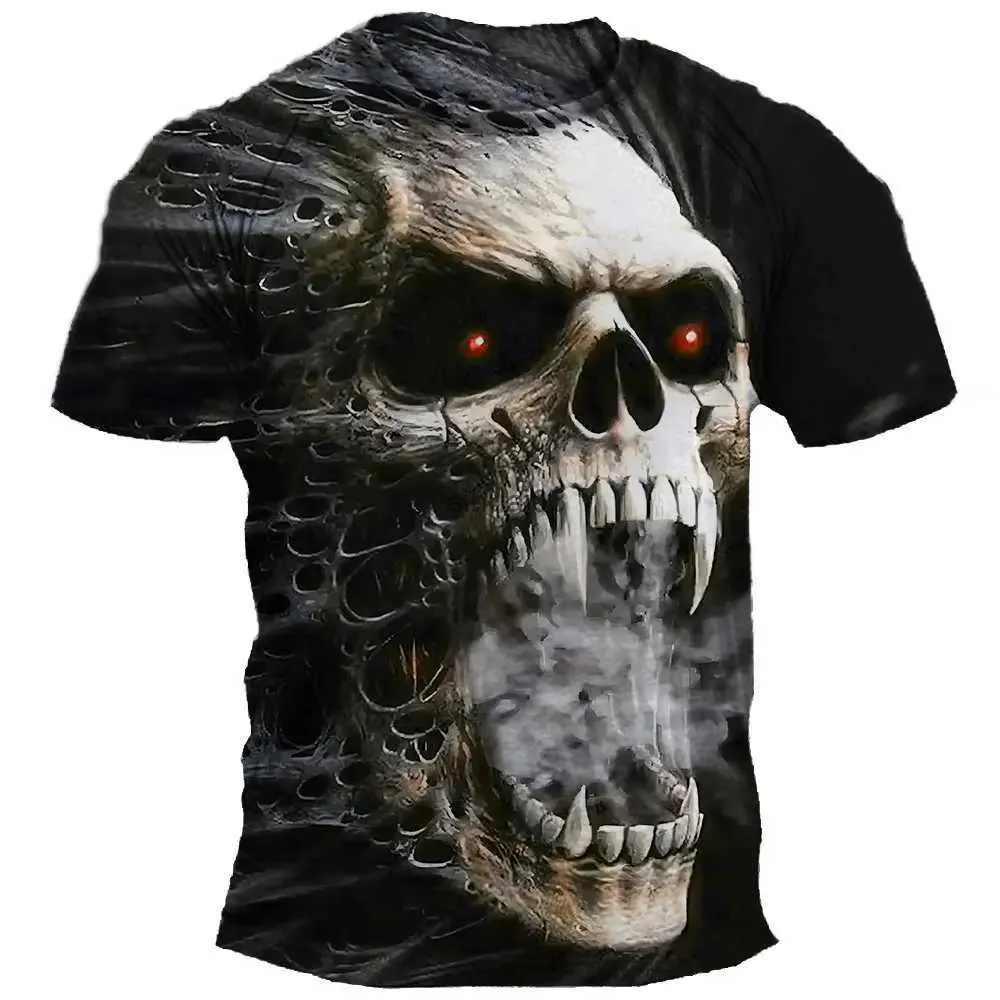 Herr t-shirts herrar t-shirts halloween skräck skalle t-shirt män avslappnad kort ärm överdimensionerad t-shirt hip hop streetwear män kläder tee tops