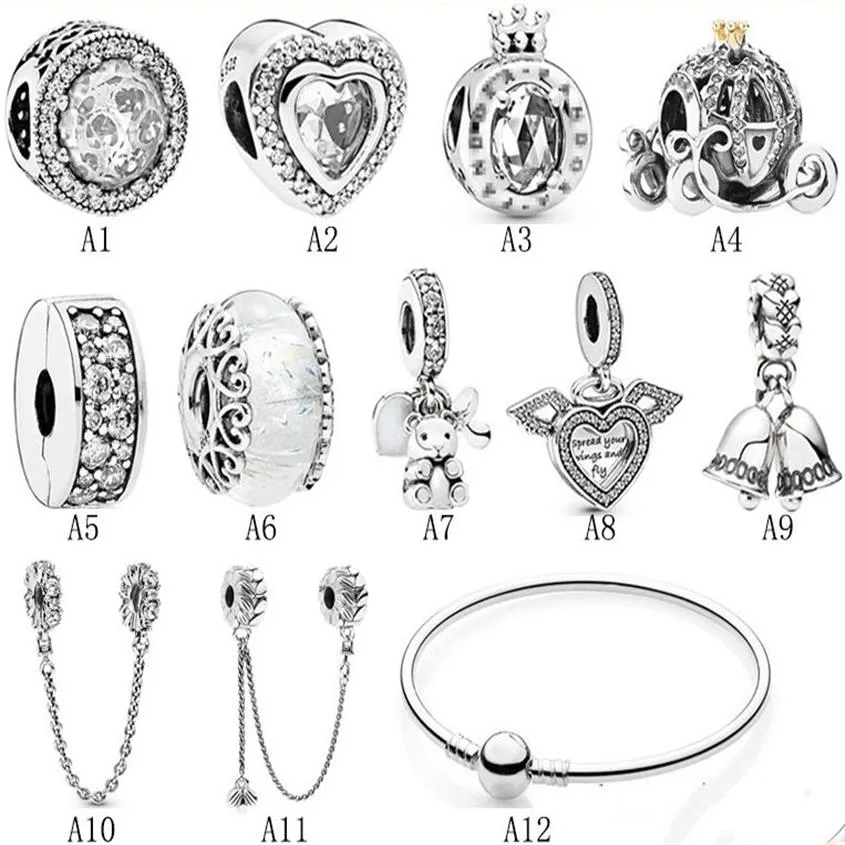 Nuovo arrivo 925 sterling silver ciuccio zucca auto ali d'angelo perline fai da te misura originale europeo braccialetto di fascino moda donna Jewe251v