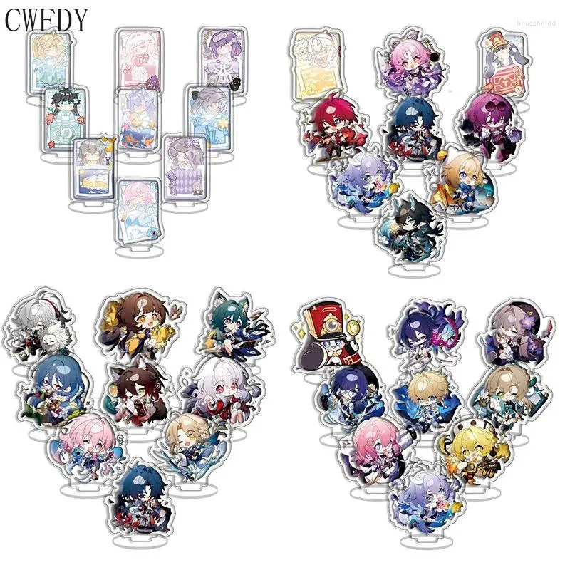 Keychains 9pcs/Set Game Honkai Star Rail Keychain Asta March 7th Bailu Acrylic Cute Character Pendant Key Ring Jewelry For Fans Collection
