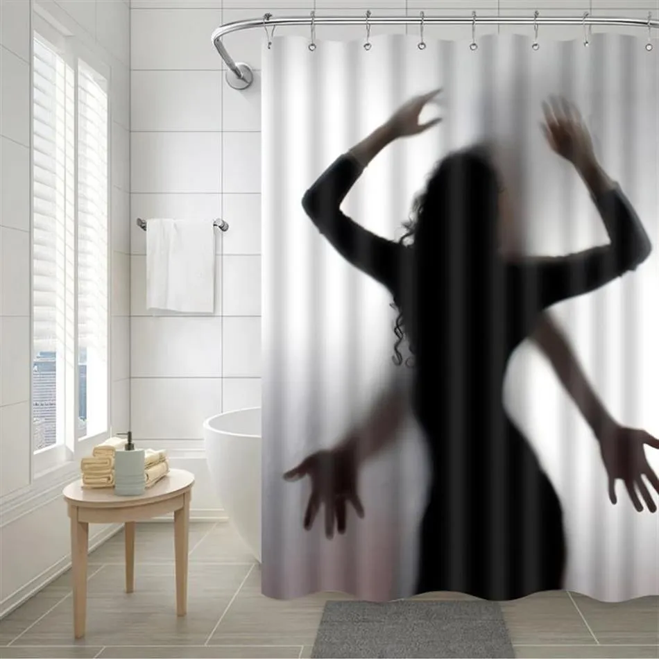 Shower Curtains 3D Digital Print Halloween Curtain Liner With 12 Hooks Waterproof Screen Thick Design For Bathroom Restroom285A