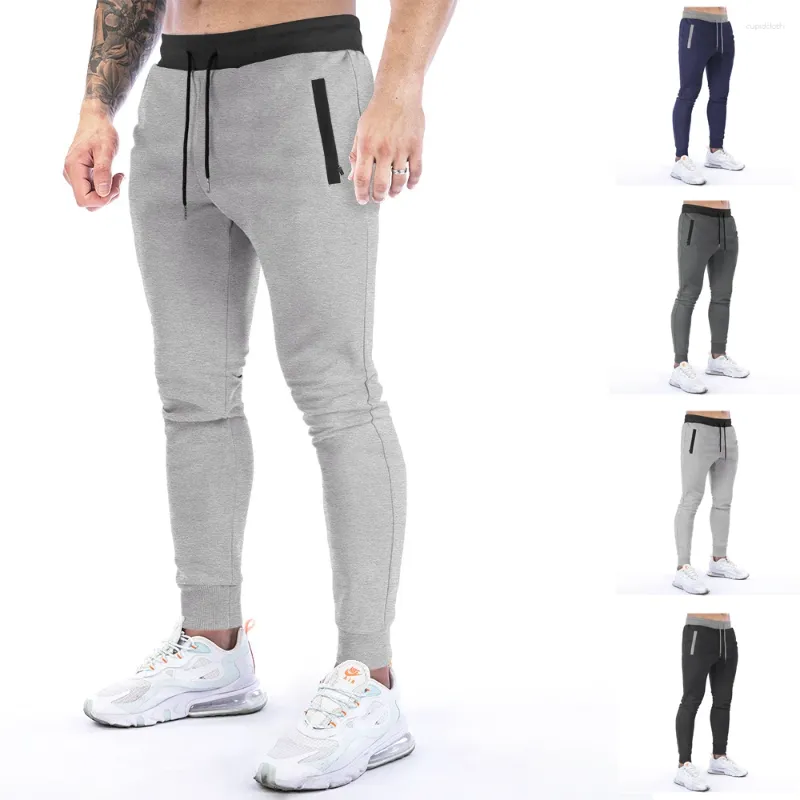 Men's Pants Mens Cotton Sport Trousers GYM Track Sweatpants Joggers Casual Training Workout Zipper Pocket Fitness Male Slim Running