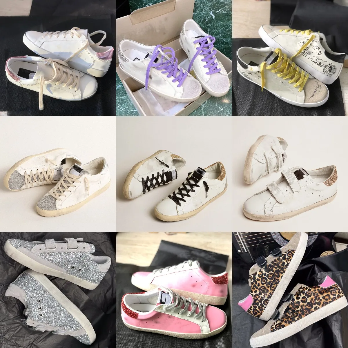 Designer star Femmes Baskets de luxe Chaussures De Loisirs À La Mode Italie Marque Classique Blanc Do-vieux Paillettes Sale Meilleure qualité Chaussure