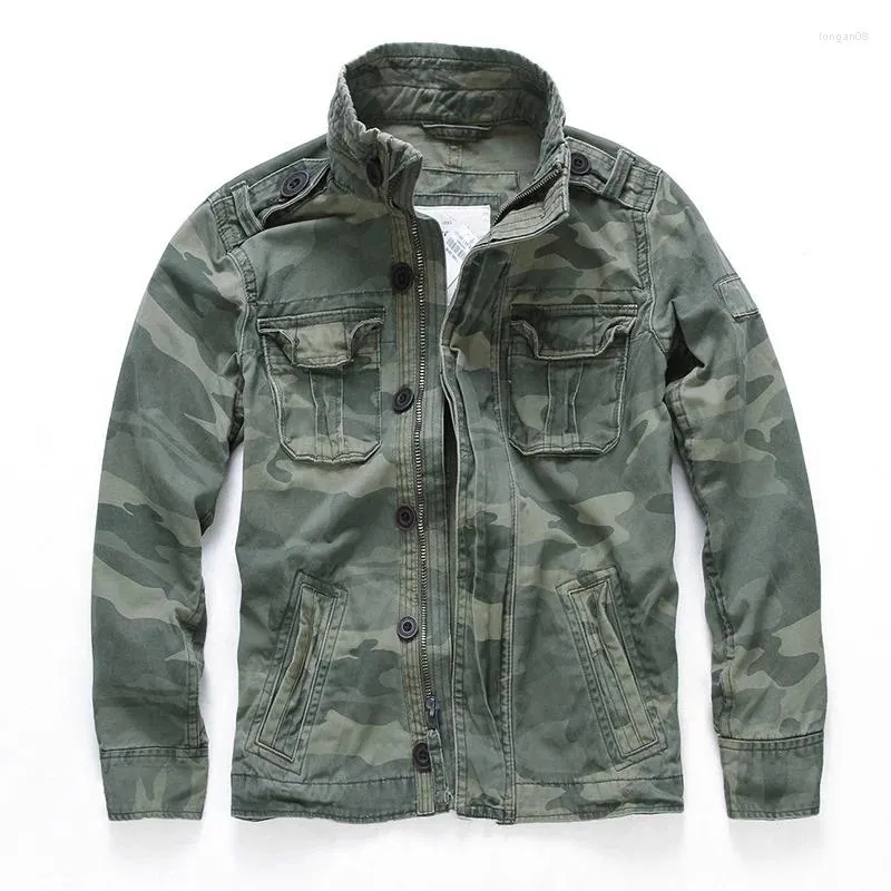 Vestes pour hommes 2024 Camouflage Cargo Veste Multi Poches Casual Denim Vêtements d'extérieur Manteau militaire en plein air pour homme 2XL