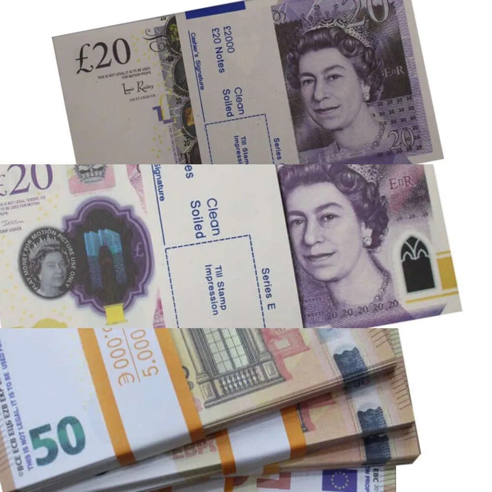 Para parti oyuncak uk kopya gerçekçi sahte euro taklit taraflı banknotlar pervane çift kağıt IASBFG956