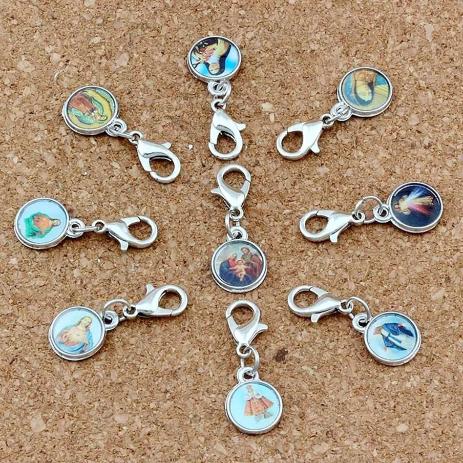 Médailles d'église catholique mixtes Saints Croix Charme Fermoirs à homard flottants Pendentifs pour la fabrication de bijoux Bracelet Collier DIY Accessor238D