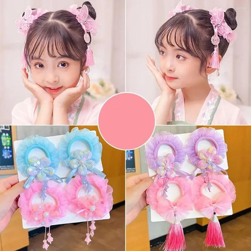 Acessórios de cabelo bonito elástico scrunchie rabo de cavalo decorar faixas de cabelo de pelúcia laços bandana borla corda