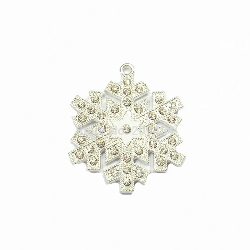 Hängen nyaste! 45mm 10st/Lot Snowflake Rhinestone Pendants för chunky smycken tillverkning
