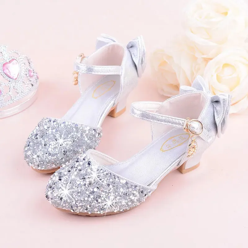 Children Girls Party Sandals Beautiful Kids Girls Princess Shoes Children Soft Bottom Leather Shoes Kids Dance Footwear 240131