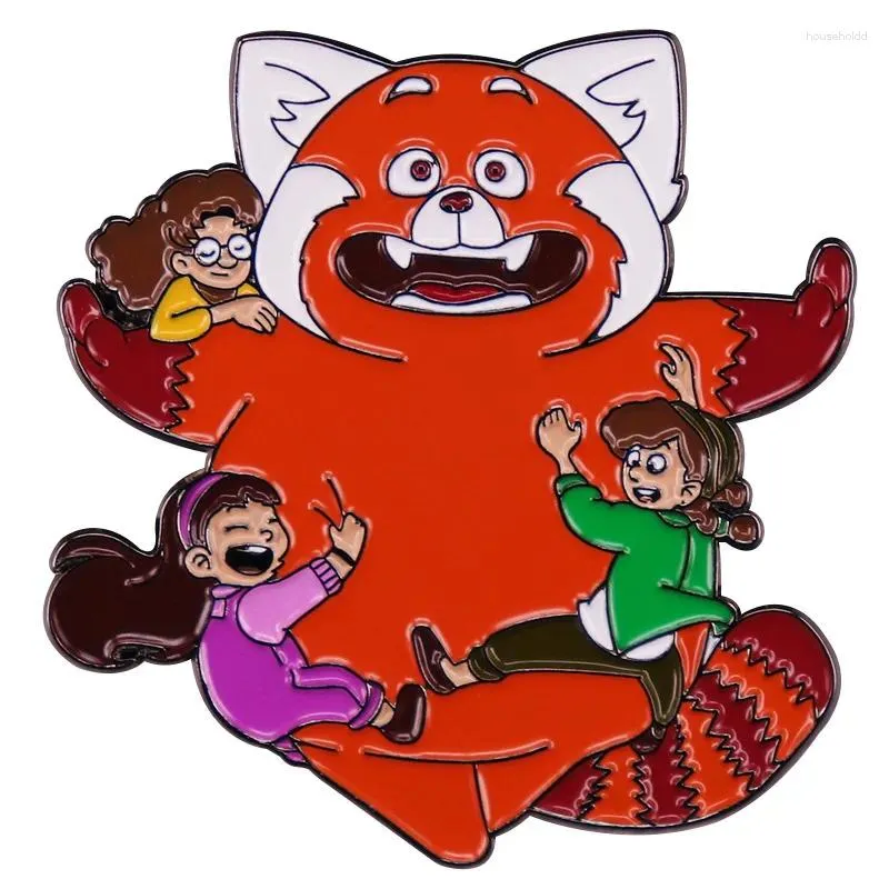 Spille Film di animazione dei cartoni animati che diventa rosso Distintivo in metallo Bella ragazza Zaino Spilla Gioielli Regalo Decorazione del vestito Spilla da donna Panda