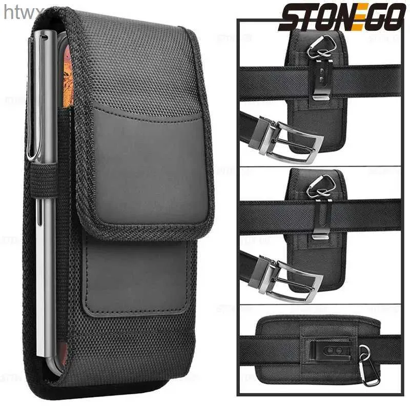 Bolsas para teléfonos celulares Funda vertical de nailon con clip para cinturón para teléfono celular, funda con hebilla, tarjetero, funda para teléfono de 4,0 a 6,7 pulgadas, iPhone, Samsung YQ240131