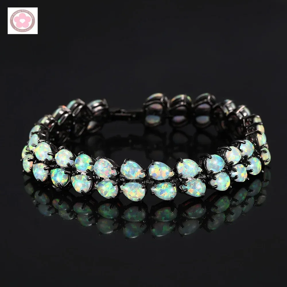 Bracelets JLB021 Hot Sale Black Gold Filled AAA Fire Opal Inlaid Fashion Bracelet For Women Jewelry Gift