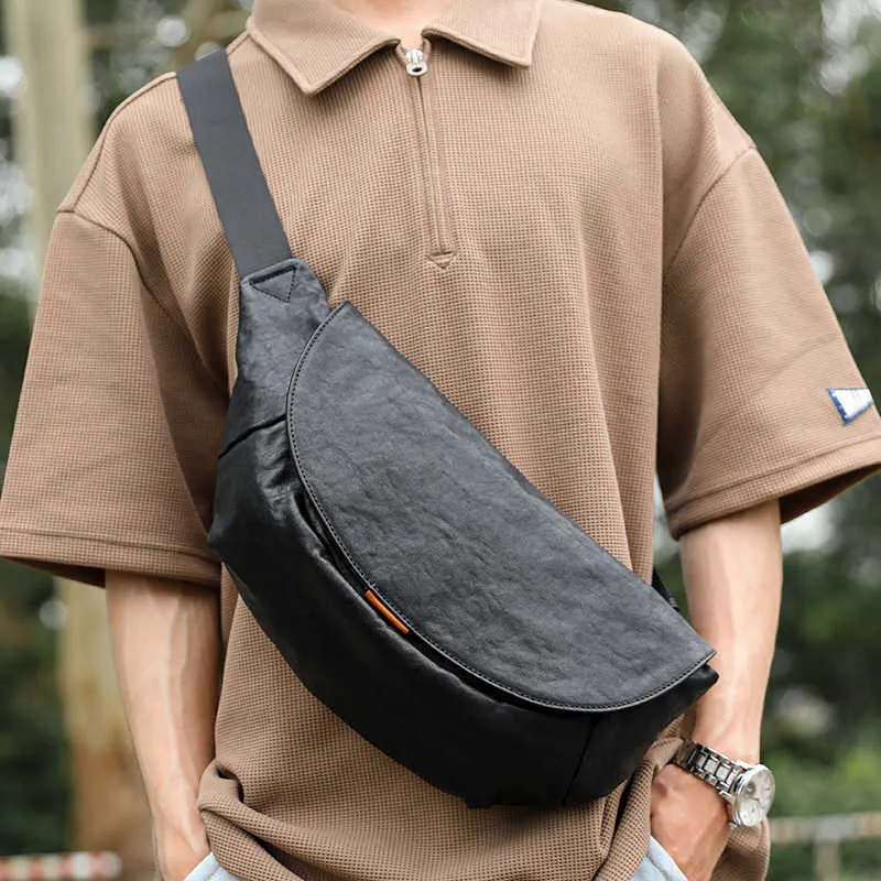 Waist Bags Genuine Leather Men's Waist Bag Chest Bag Cowhide Crossbody Bag Men's Bag Large Capacity Backpack Multifunctional Leisure Commuting Bag