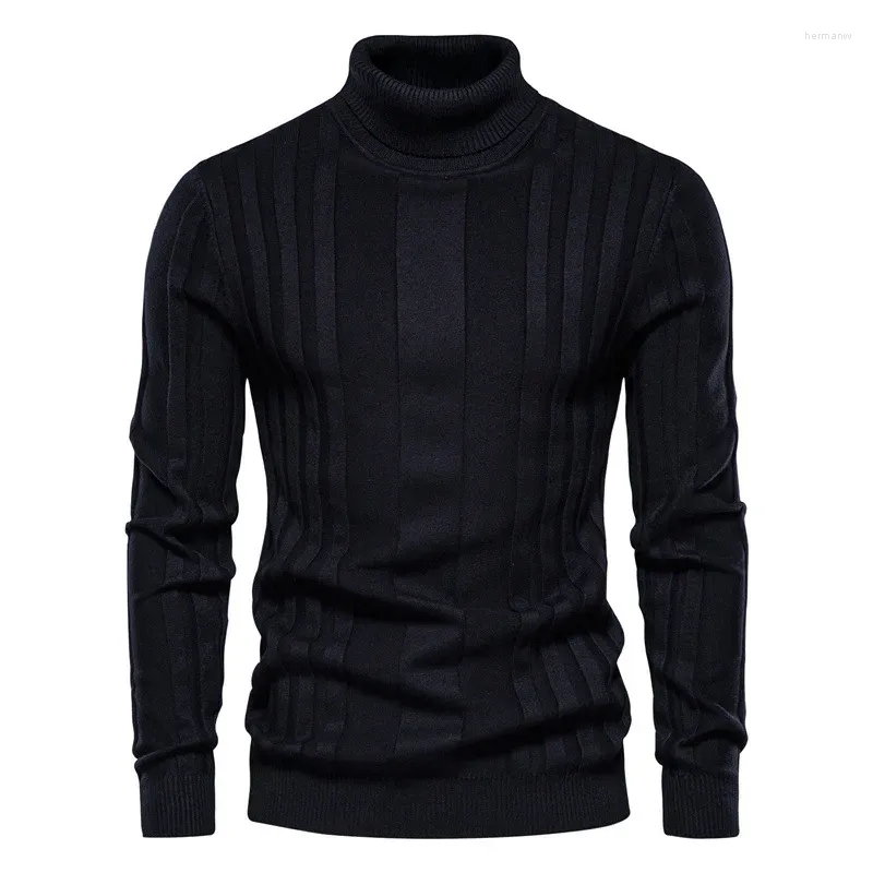 Männer Pullover Slim Fit Pullover Rollkragen Männer Casual Grund Einfarbig Warme Gestreiften Pullover Herren Winter Mode Männlich