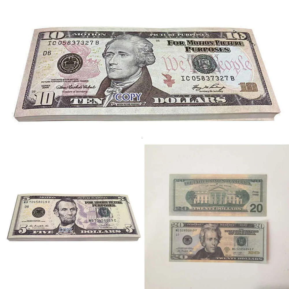 50 dimensioni Dollari USA Forniture per feste Prop denaro Film Banconota Carta Novità Giocattoli 1 5 10 20 50 100 Dollaro Valuta Denaro falso Bambino836941889F4