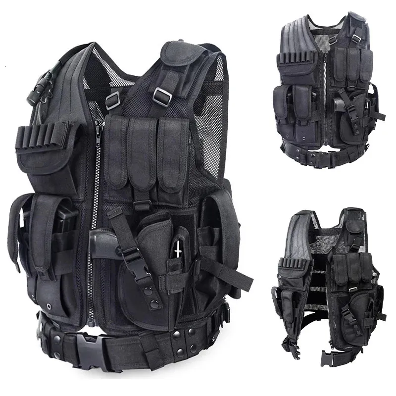 Mise à niveau 1000D cryptage Double maille Durable tactique Molle Airsoft gilet réglable chasse CS Combat Paintball équipement militaire 240125