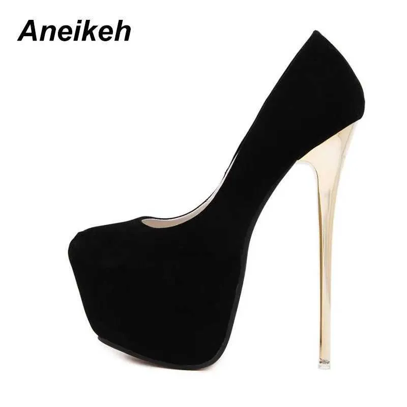 Kleid Schuhe Aneikeh Große Größe 41 42 43 44 45 Sexy Pumps Hochzeit Frauen Fetisch Schuhe Prägnante Frau Pumps High Heel Stripper Flock Pumps 16 cm