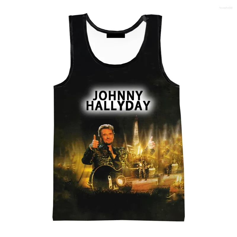 Heren tanktops Est Zomer Johnny Hallyday 3D Vest Heren Mode Casual Oversized Unisex Lente Streetwear Oversized Mouwloos