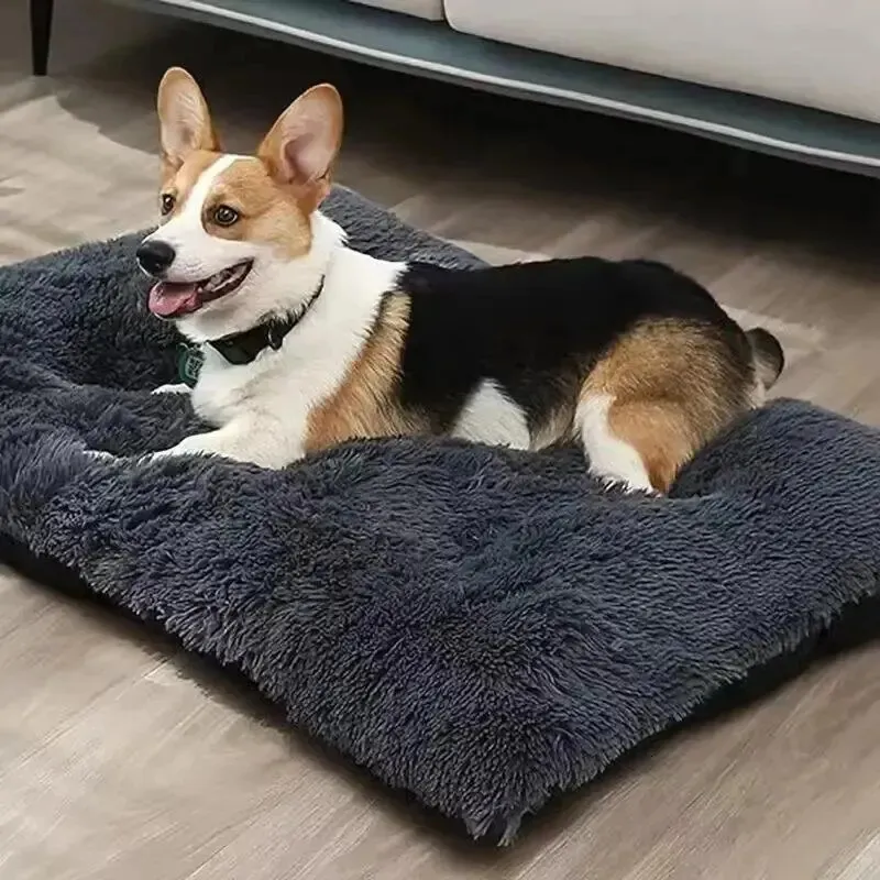 Large Dog Bed Washable Plush Pet Bed Anti Anxiety Warm Dog Cushion Sleeping Mat Comfoetable Pet Mats for Small Medium Large Dogs 240123