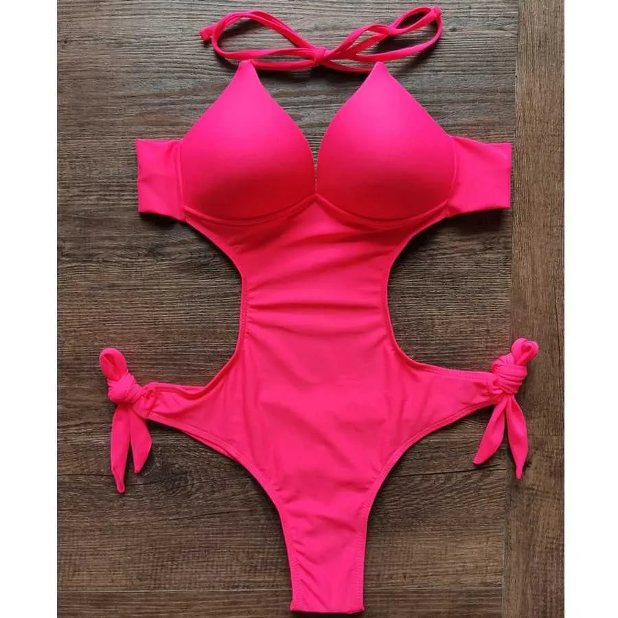 ملابس السباحة النسائية Vikinii Rose Red Swimsuit 2024 Swimsuit Womens One Piece Swimsuit Push on Beach Suit Bathroom Swimsuit J240131