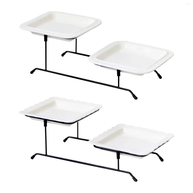 Plates 2 Tiered Serving Tray Fruit Dessert Display Events Bar