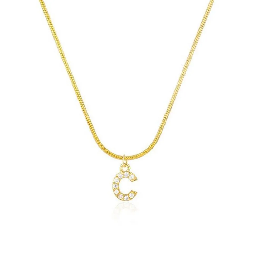 Инкрустированные циркониевые ожерелья с подвеской в виде буквы и инициала, ожерелье для женщин, золотая цепочка, милые подвески, колье с алфавитом, ожерелья Jewelr311R