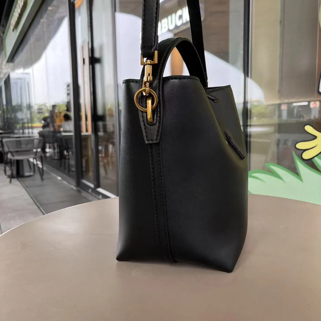 Stor storlek äkta läder le37 ny hinkväska designer väska glänsande läder axel väska kvinnors väska crossbody väska mini handväska hög kvalitet lyxhandväska