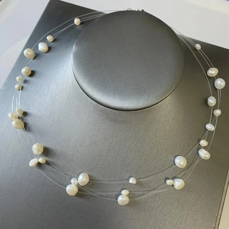 Pendants Natural Freshwater Baroque Pearl Necklace For Women Simple Style Handmade DIY Wedding Party Jewelry