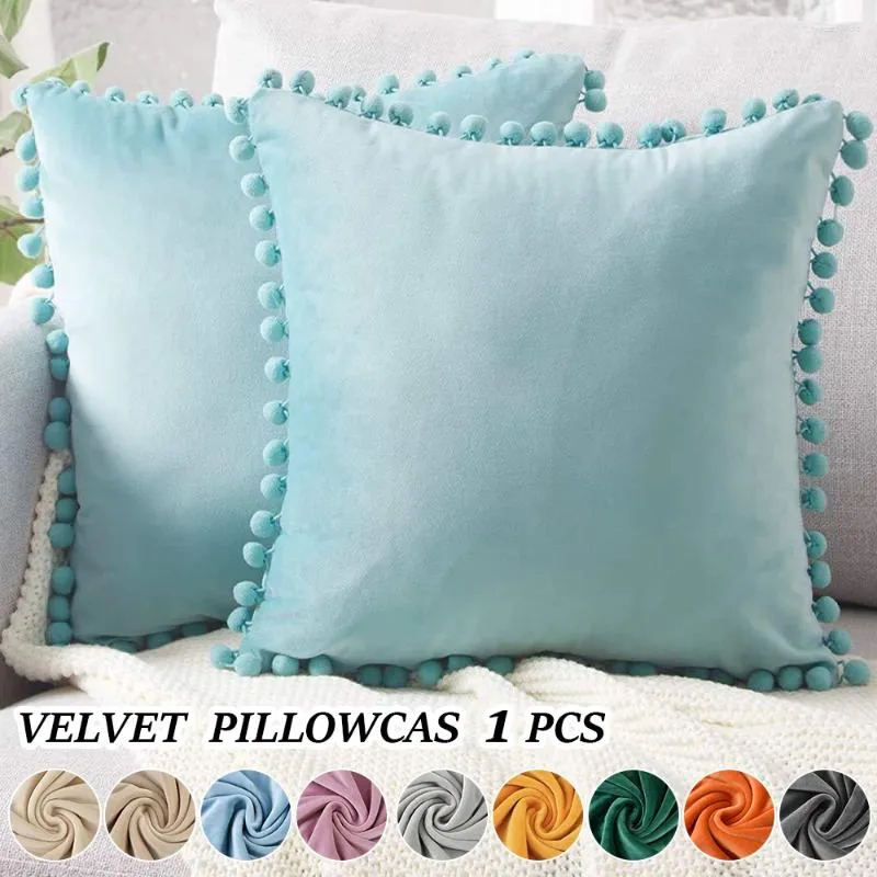 Pillow Velvet Cover Luxury Tassels Throw Case Home Decor Living Room Sofa Seat Ball Tassel Shaggy 1PCS