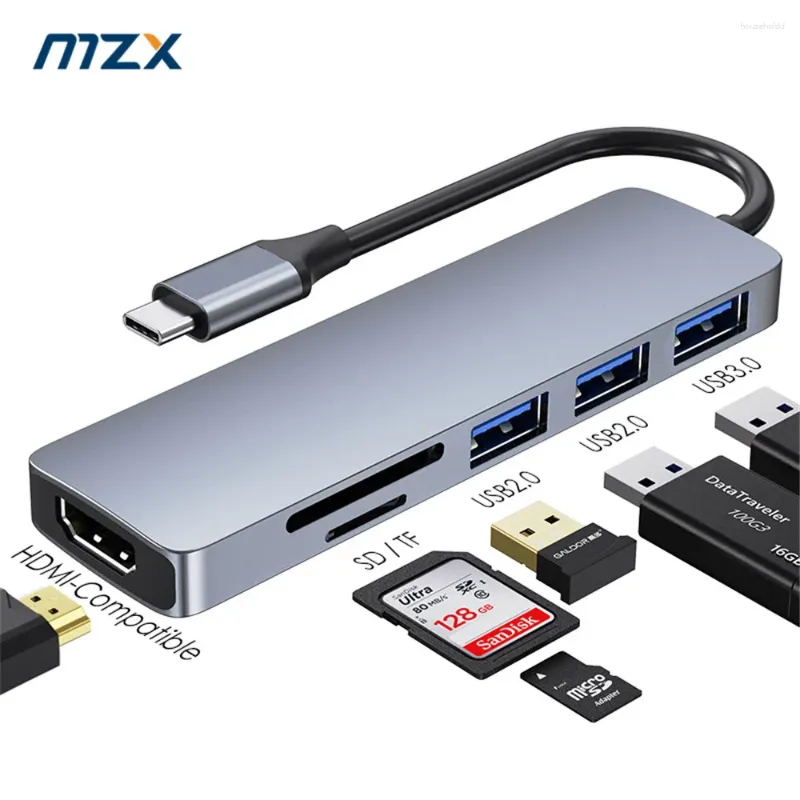 Station d'accueil 6 en 1 Type C vers HDMI, lecteur de carte SD TF, Hub USB 3 0 2.0 3.0, Extension Tipo de concentrateur