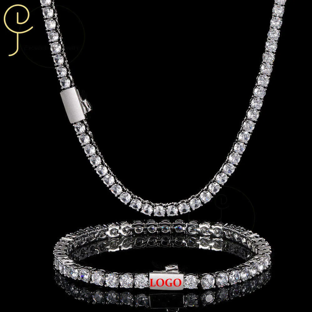 Hip Hop – boucle à ressort en Zircon Cz, personnalisé, plaqué or, diamant glacé, chaîne de Tennis scintillante, bijoux, collier, Bracelet, 3mm, 4mm, 5mm