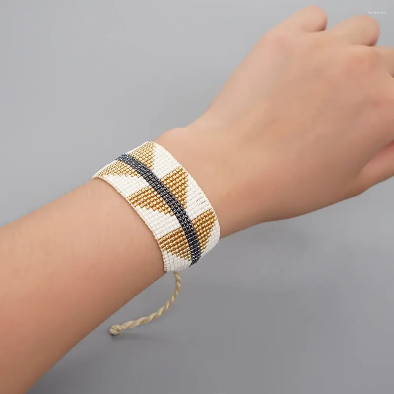Link Bracelets Go2boho Design MIYUKI Geometric Pattern Beads Jewelry Adjustable Handmade Woven Bead For Men & Women