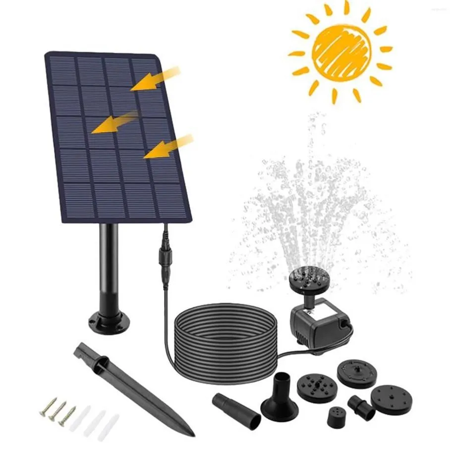 Trädgårdsdekorationer 2 5W Solar Fountain Pump Water Kit Powered Fountain med 6 Nozles Bird Bath för utomhus267h