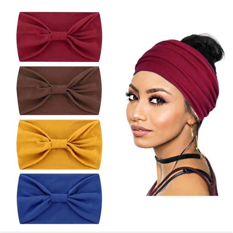 Women's printed sports headband Solid color yoga Hair Bands sweat absorbing and anti sweat wide brimmed fitness headscarf