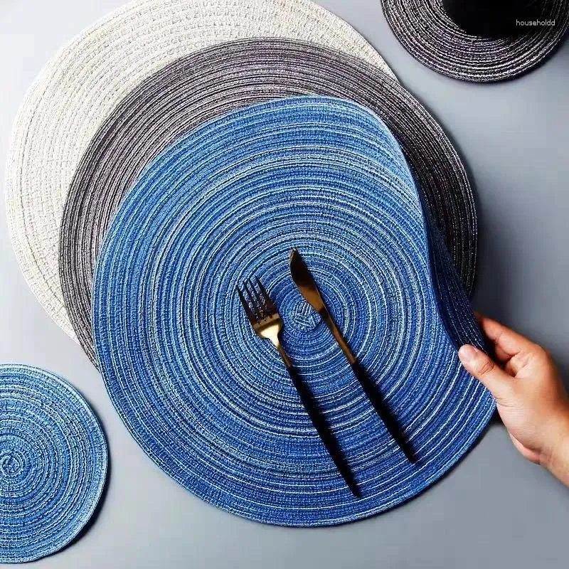 Table Mats Placemat For Dining 1 PC Heat-Resistant Placemats Stain Resistant Anti-Skid Washable Woven Cotton Yarn Ramie Tableware Mat