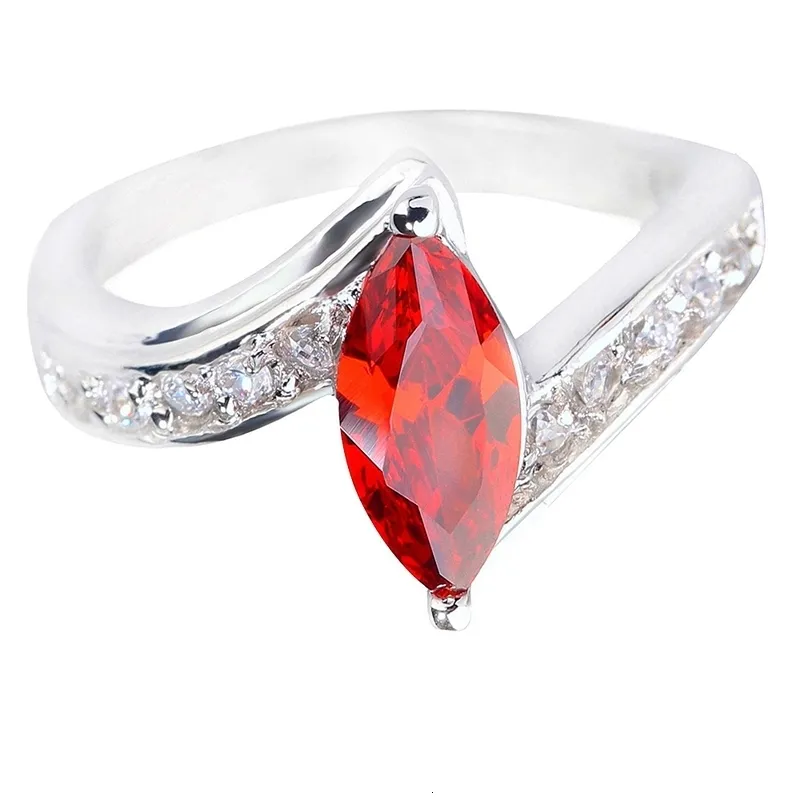 Marquise 5*10mm laboratory cultivated Ruby VVS1VVS2 Diamond Ring A0047 240122