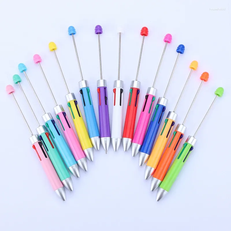 10 stücke DIY Kreative Business Vier Farbe Refill Perlen Stift Nette Perlen Kugelschreiber Puzzle Multi Schmuck Ball