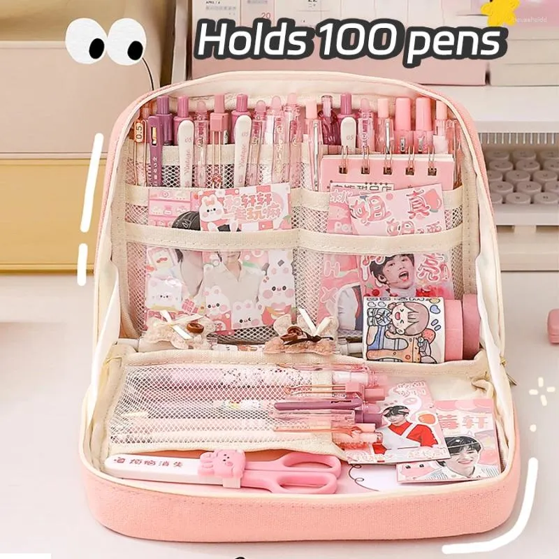 大容量ペンシルケースKawaii Pen Box Ladies Cosmetic Bag Back on School Supplies日本韓国のオフィス文房具