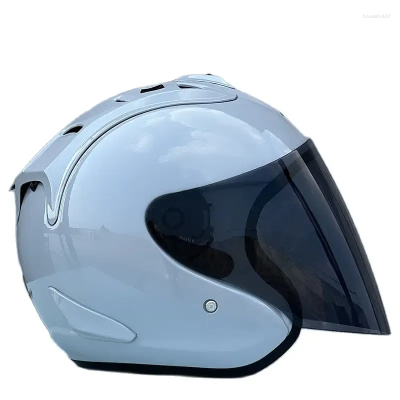 Hełmy motocyklowe Mężczyźni i kobiety Otwarty przylot kasku na twarz Ram4 Pearl Grey Half Helmetsummer Sezon wyścigowy Casco Casque