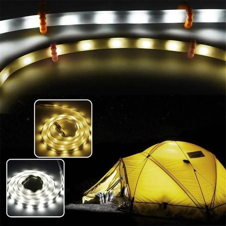 Strips Tent Waterdicht Outdoor Camping LED Light Strip Warm Wit Lamp Draagbare Ondoordringbare Flexibele Neon Lint Lantaarn Lights271p