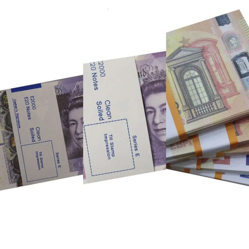Money Party Toy UK Copie réaliste faux euros prétend siater bandnotes prop Double Paper iasbfy8bz